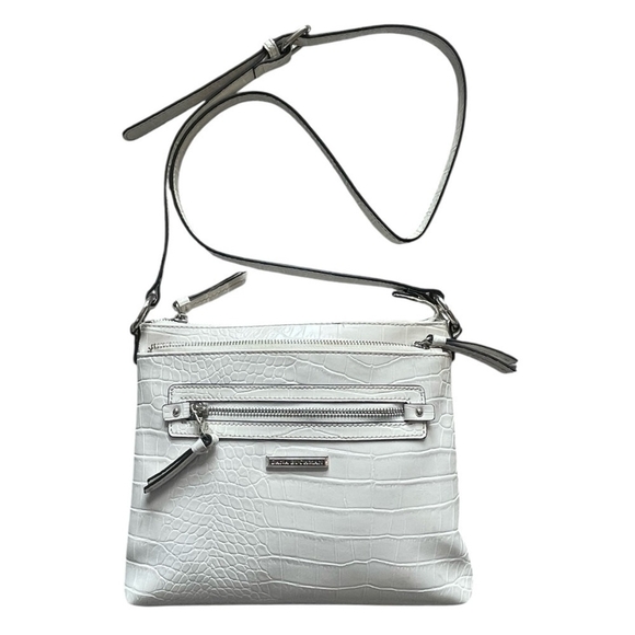 DANA BUCHMAN Off White Croco Leather Bag Small Shoulder Bag Womens Crossbody Bag - Picture 2 of 10